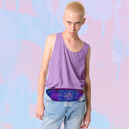 Blue Glitch Fanny Pack